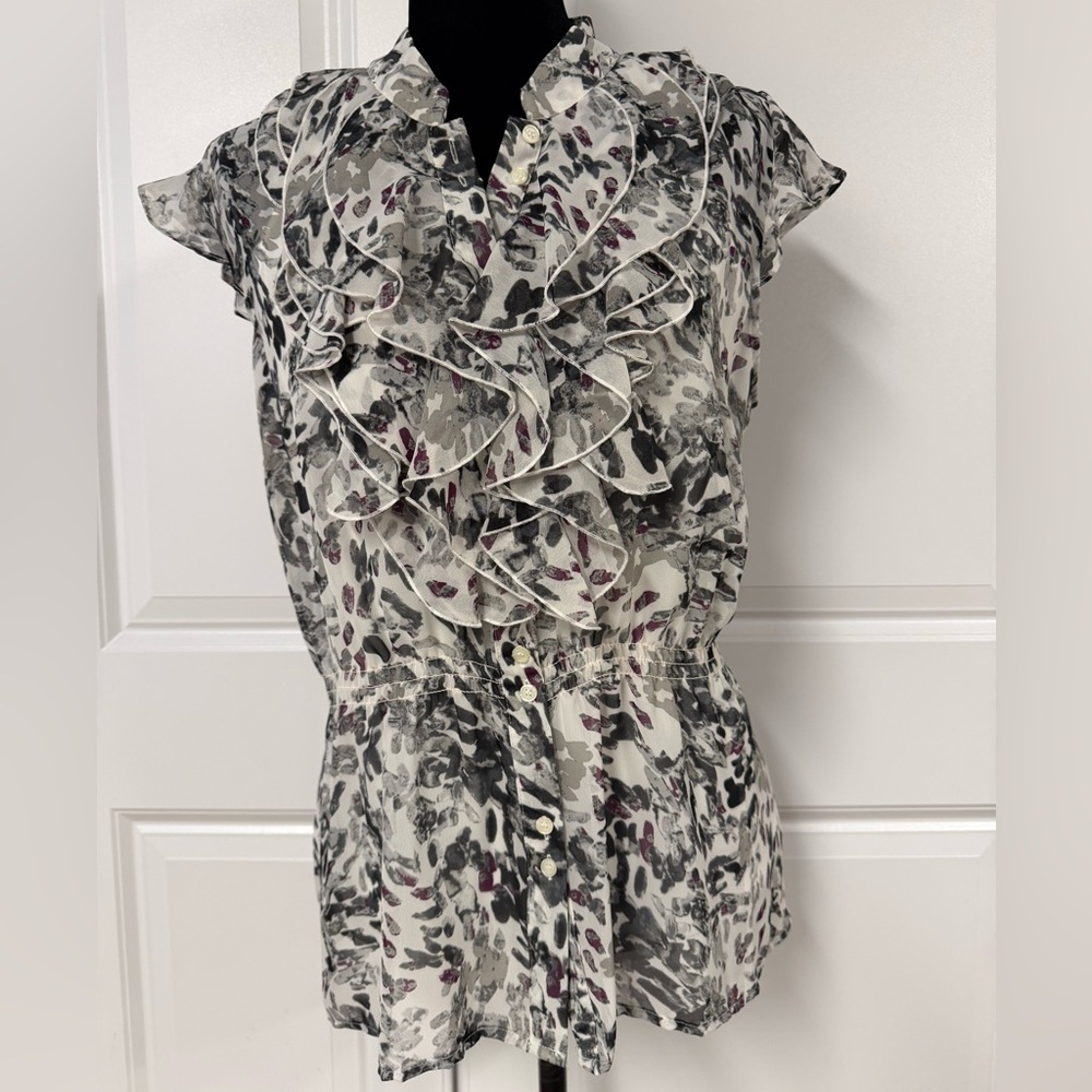 Covington Ruffle Front Button Down Blouse - image 1